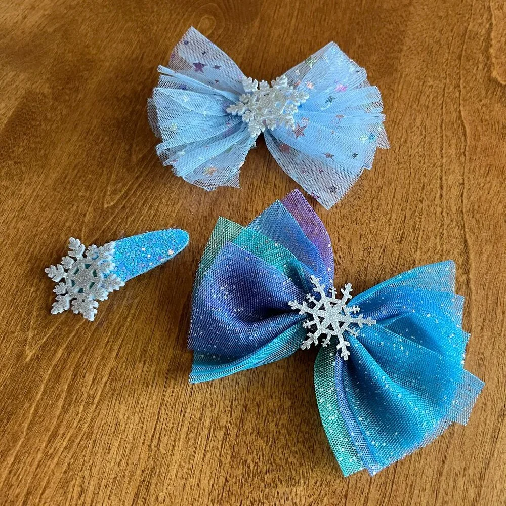 Snowflake sparkle hair clips